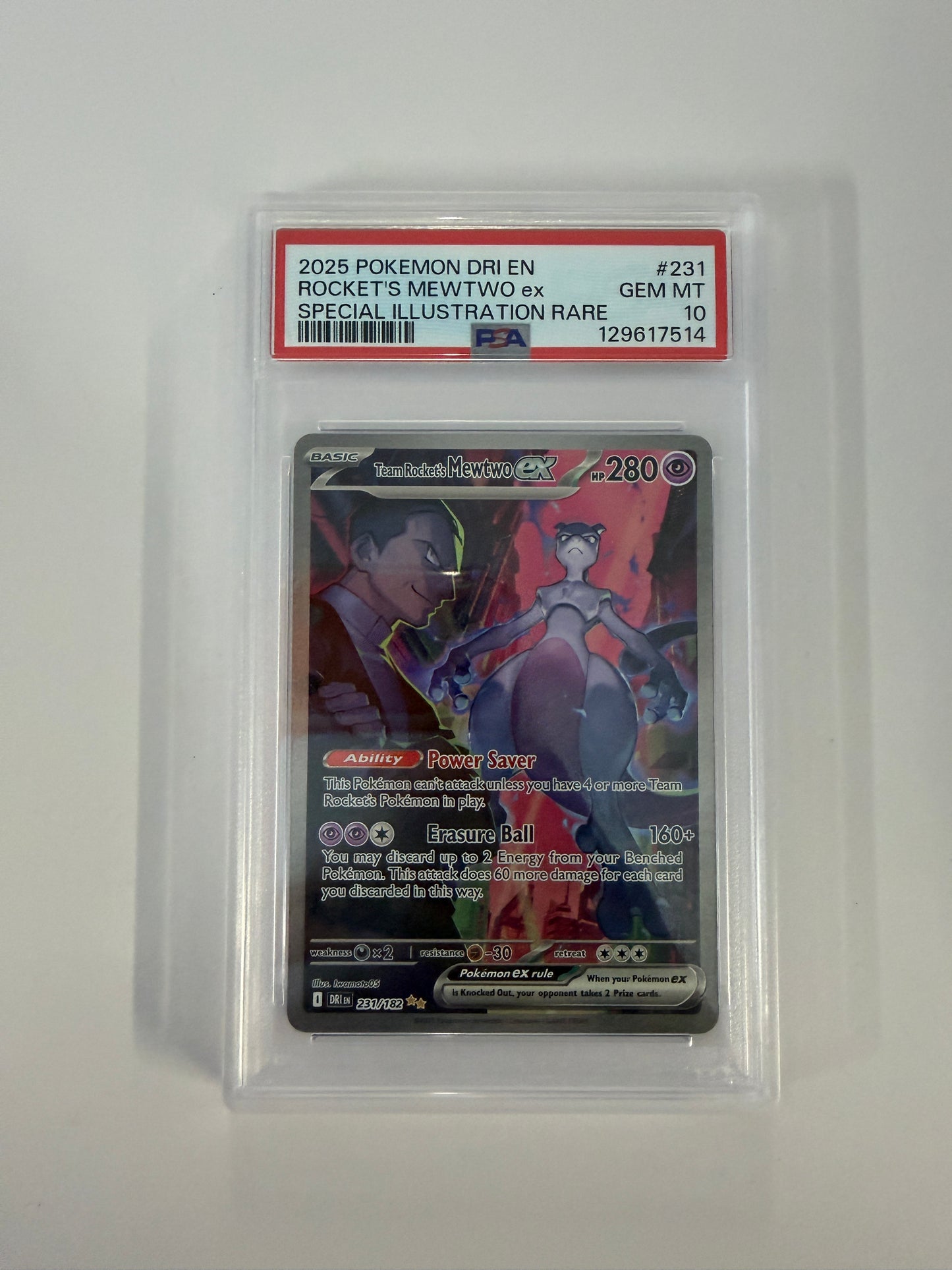 Pokemon 2025 Rocket's Mewtwo ex #231 Gem mint PSA 10
