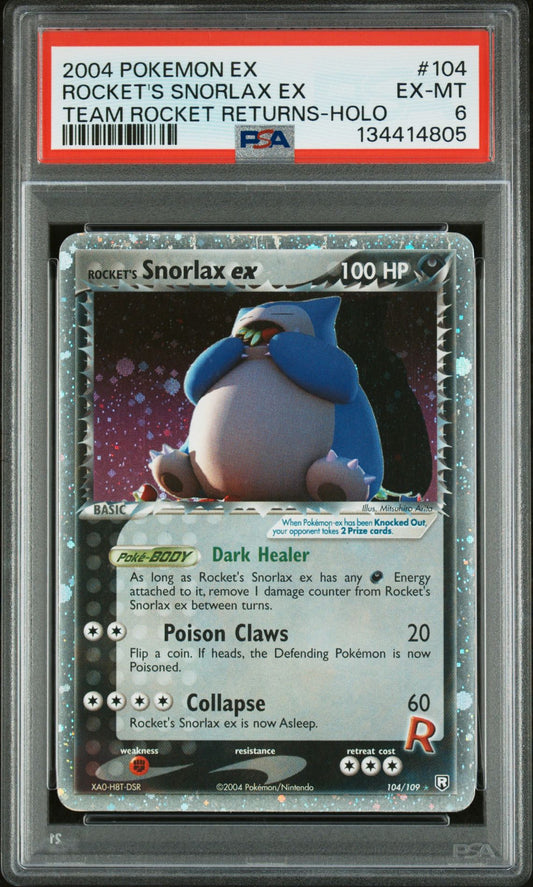 Pokemon Team Rocket's Returns #104 Rocket's Snorlax EX PSA 6